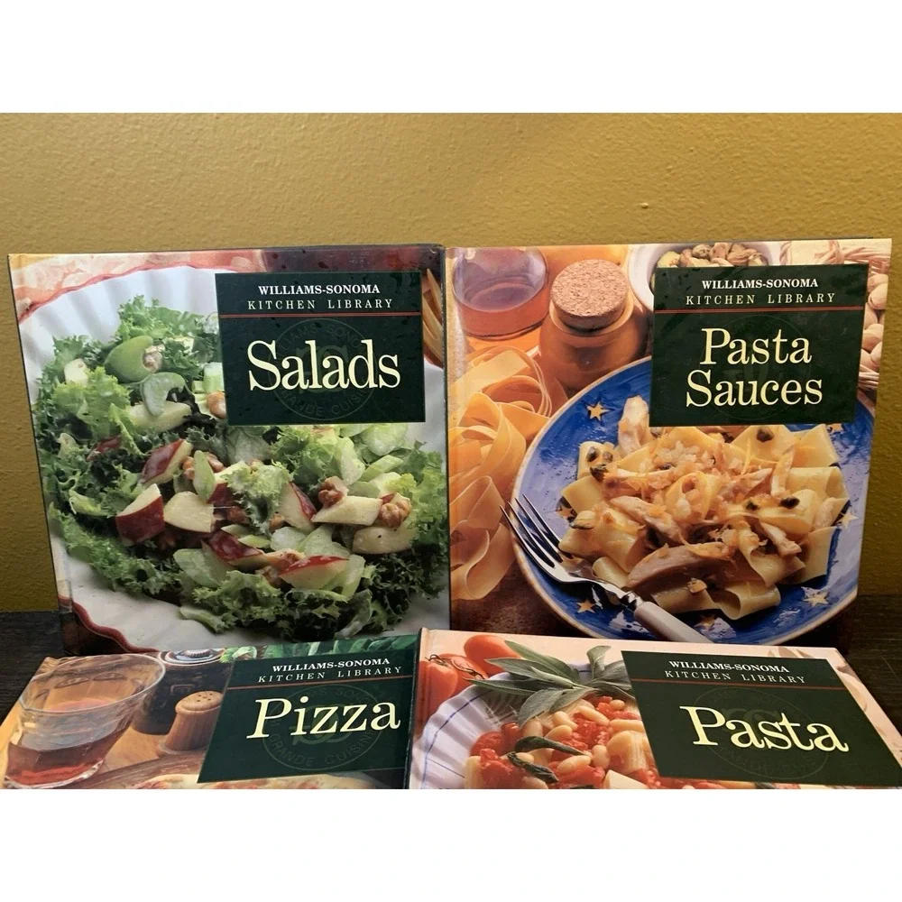 Lot Of 4 Williams-Sonoma Kitchen Library Cookbooks~ Pizza, Pasta, Salads, Sauce